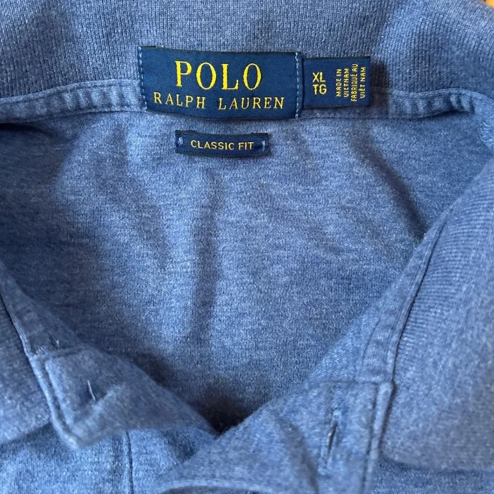 Polo Ralph Lauren Polo Shirt Mens Blue Heathered Tipped Classic Fit SIZE XL